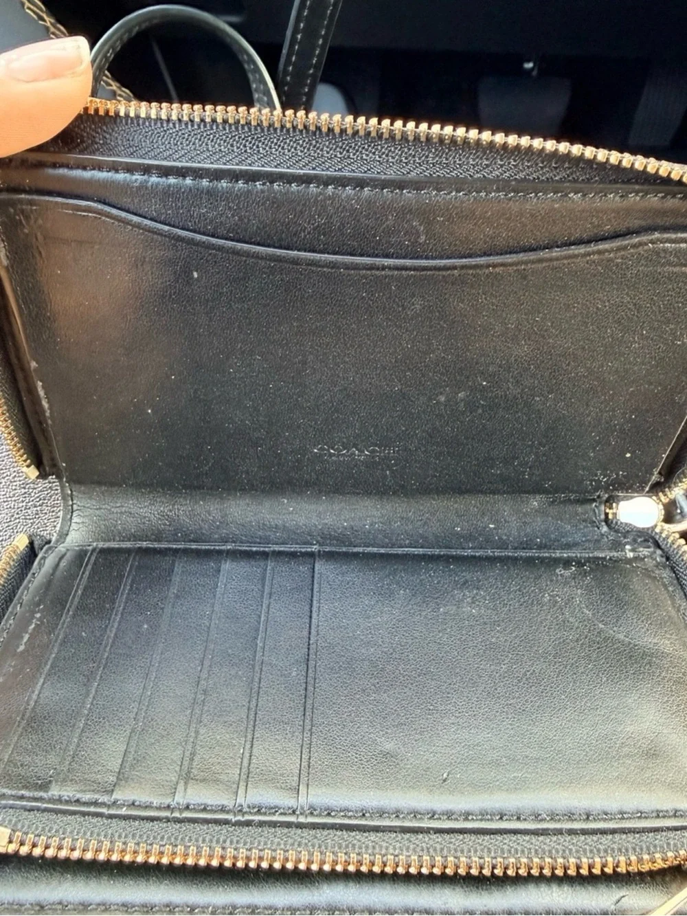 Coach Brown/Black Signature Zip Wristlet